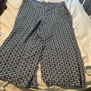 Max Studio Blue and White Patterned Wide Leg Pants